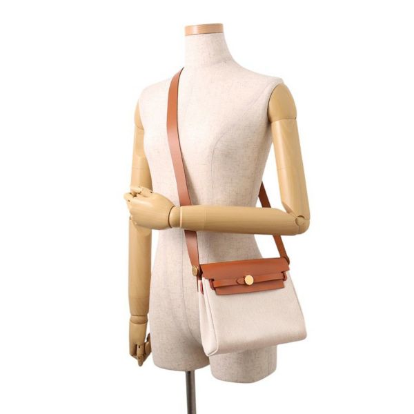 エルメス ショルダーバッグ エールバッグジップ ミニ フォーブ/エクリュ/ゴールド金具 トワルアッシュ/ヴァッシュハンター K刻印