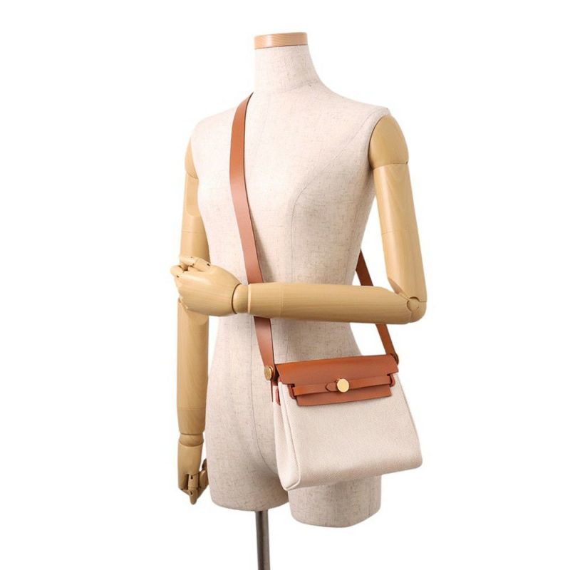 エルメス ショルダーバッグ エールバッグジップ ミニ フォーブ/エクリュ/ゴールド金具 トワルアッシュ/ヴァッシュハンター K刻印