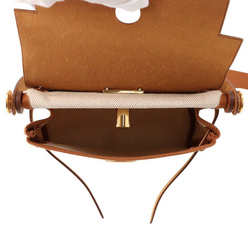 エルメス ショルダーバッグ エールバッグジップ ミニ フォーブ/エクリュ/ゴールド金具 トワルアッシュ/ヴァッシュハンター K刻印