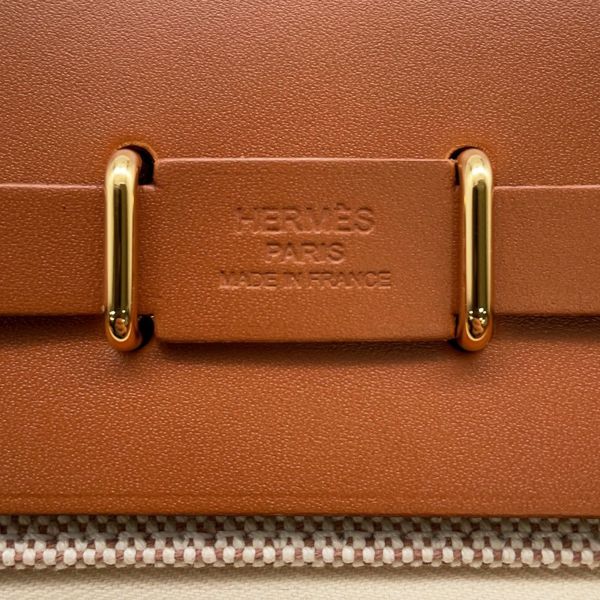 エルメス ショルダーバッグ エールバッグジップ ミニ フォーブ/エクリュ/ゴールド金具 トワルアッシュ/ヴァッシュハンター K刻印