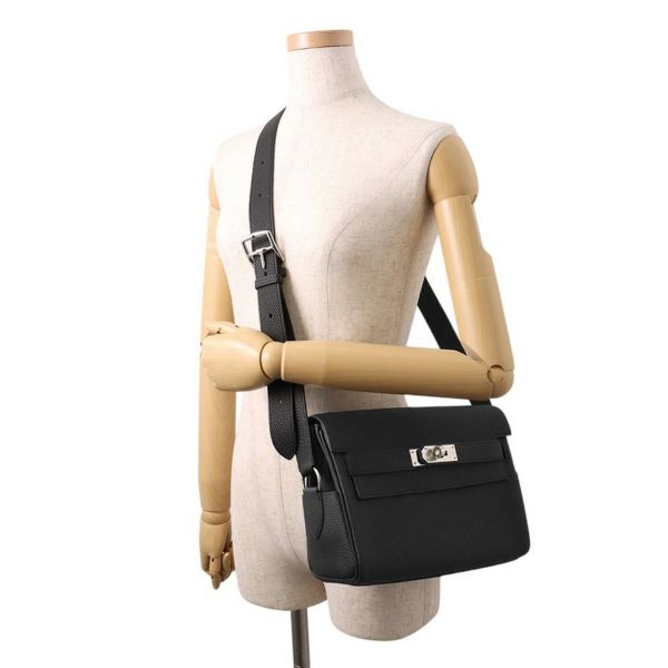 エルメス ケリーメッセンジャーPM ブラック/シルバー金具 トゴ K刻印 HERMES バッグ 黒