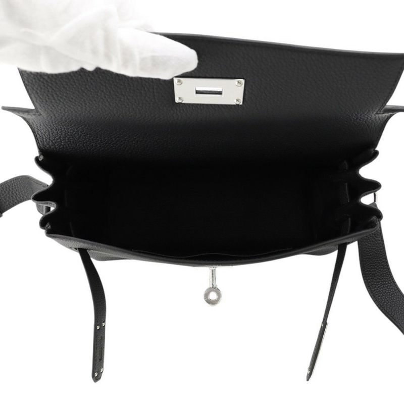 エルメス ケリーメッセンジャーPM ブラック/シルバー金具 トゴ K刻印 HERMES バッグ 黒