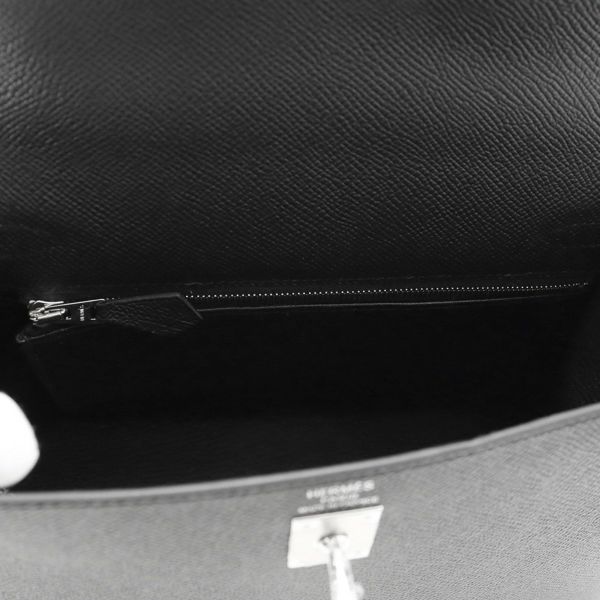 エルメス ハンドバッグ ケリー25 外縫い ブラック/シルバー金具 エプソン K刻印 2wayショルダー 黒