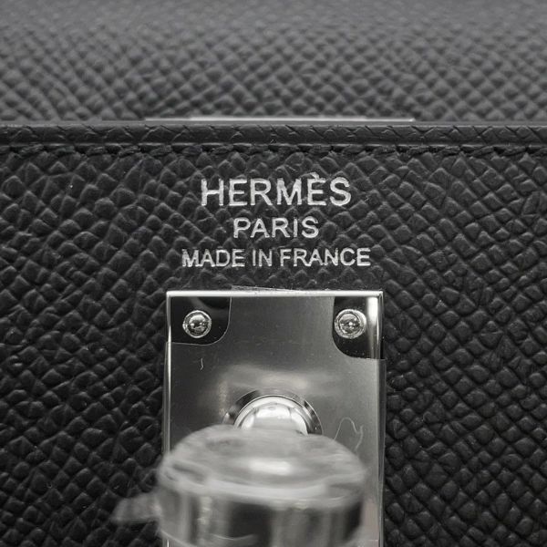 エルメス ハンドバッグ ケリー25 外縫い ブラック/シルバー金具 エプソン K刻印 2wayショルダー 黒