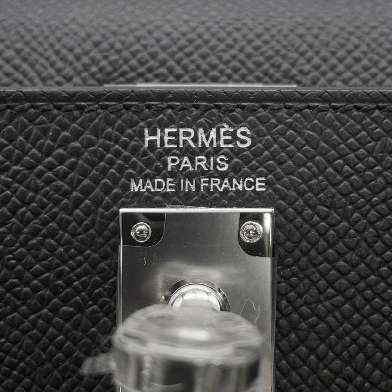 エルメス ハンドバッグ ケリー25 外縫い ブラック/シルバー金具 エプソン K刻印 2wayショルダー 黒