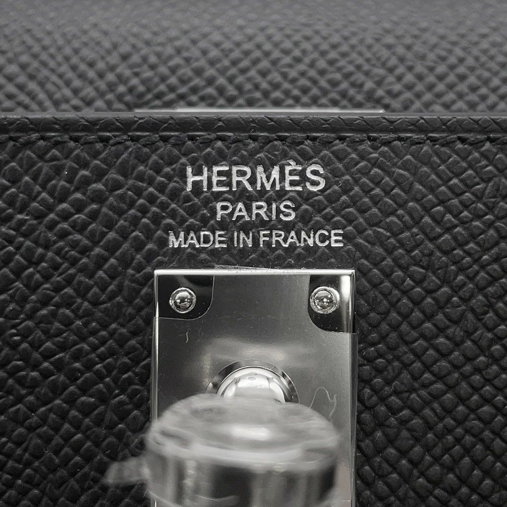 エルメス ハンドバッグ ケリー25 外縫い ブラック/シルバー金具 エプソン K刻印 2wayショルダー 黒