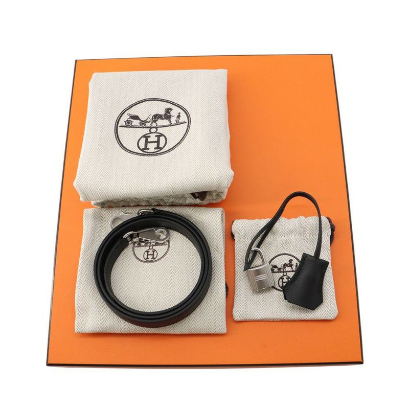 エルメス ハンドバッグ ケリー25 外縫い ブラック/シルバー金具 エプソン K刻印 2wayショルダー 黒