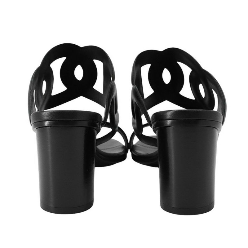 エルメス サンダル リパリ70 レザー レディースサイズ38 1/2 HERMES 黒