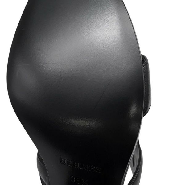エルメス サンダル リパリ70 レザー レディースサイズ38 1/2 HERMES 黒