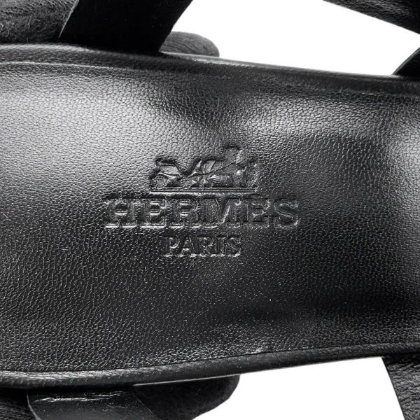 エルメス サンダル リパリ70 レザー レディースサイズ38 1/2 HERMES 黒