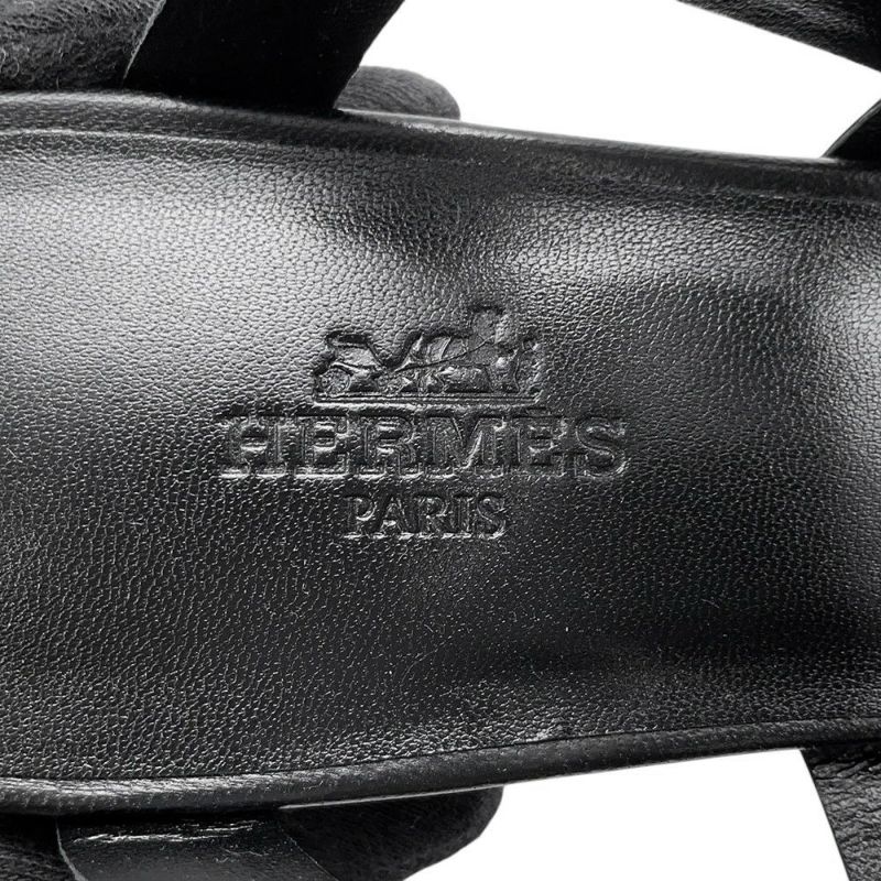 エルメス サンダル リパリ70 レザー レディースサイズ38 1/2 HERMES 黒