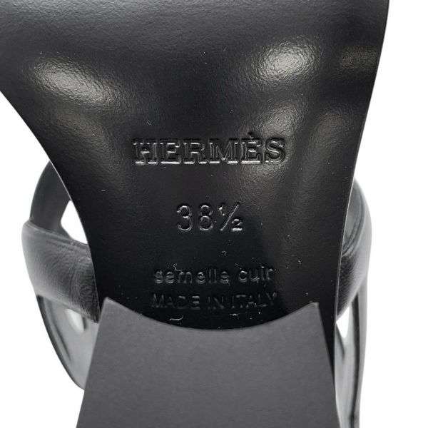 エルメス サンダル リパリ70 レザー レディースサイズ38 1/2 HERMES 黒