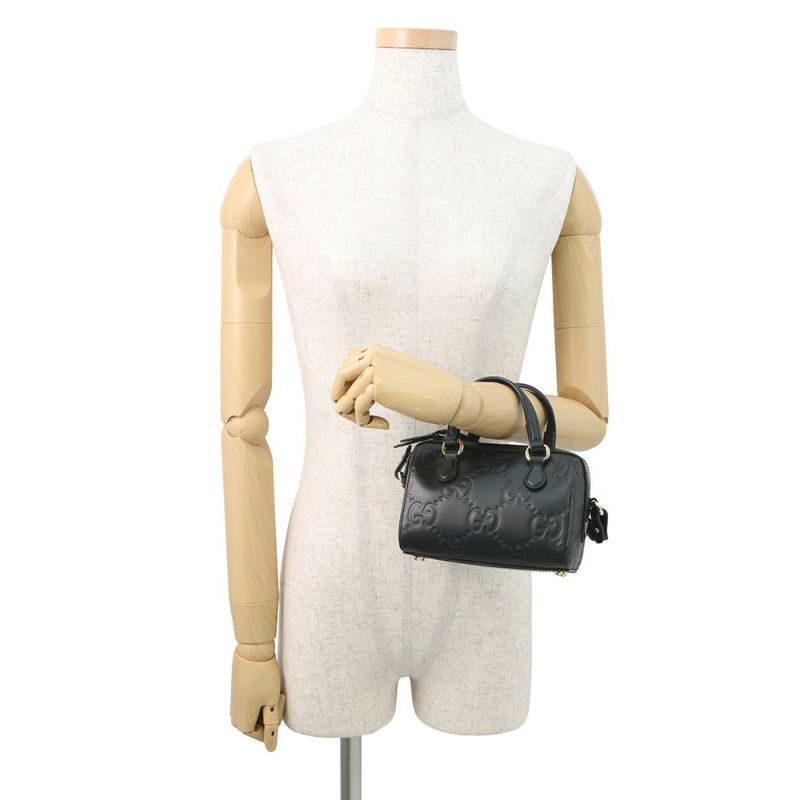 グッチ ショルダーバッグ GG レザー スーパーミニ ハンドバッグ 790130 GUCCI 2way 黒