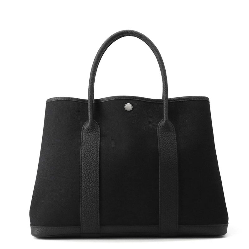 エルメス トートバッグ ガーデンパーティPM ブラック/シルバー金具 トワルミリタリー/ネゴンダ K刻印 黒