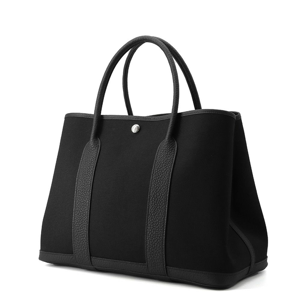 エルメス トートバッグ ガーデンパーティPM ブラック/シルバー金具 トワルミリタリー/ネゴンダ K刻印 黒