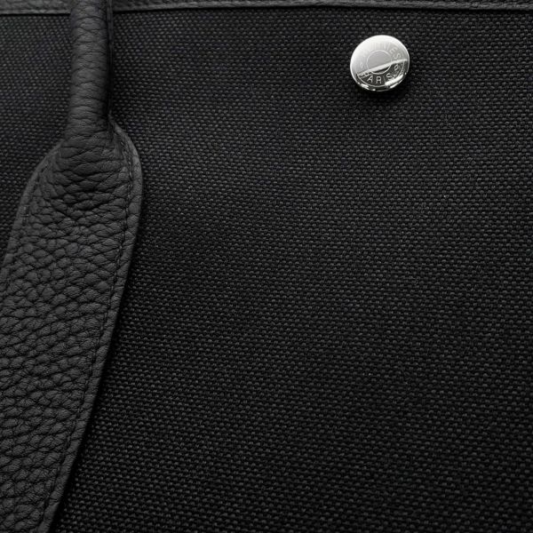 エルメス トートバッグ ガーデンパーティPM ブラック/シルバー金具 トワルミリタリー/ネゴンダ K刻印 黒
