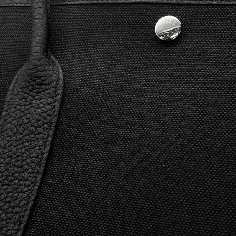 エルメス トートバッグ ガーデンパーティPM ブラック/シルバー金具 トワルミリタリー/ネゴンダ K刻印 黒