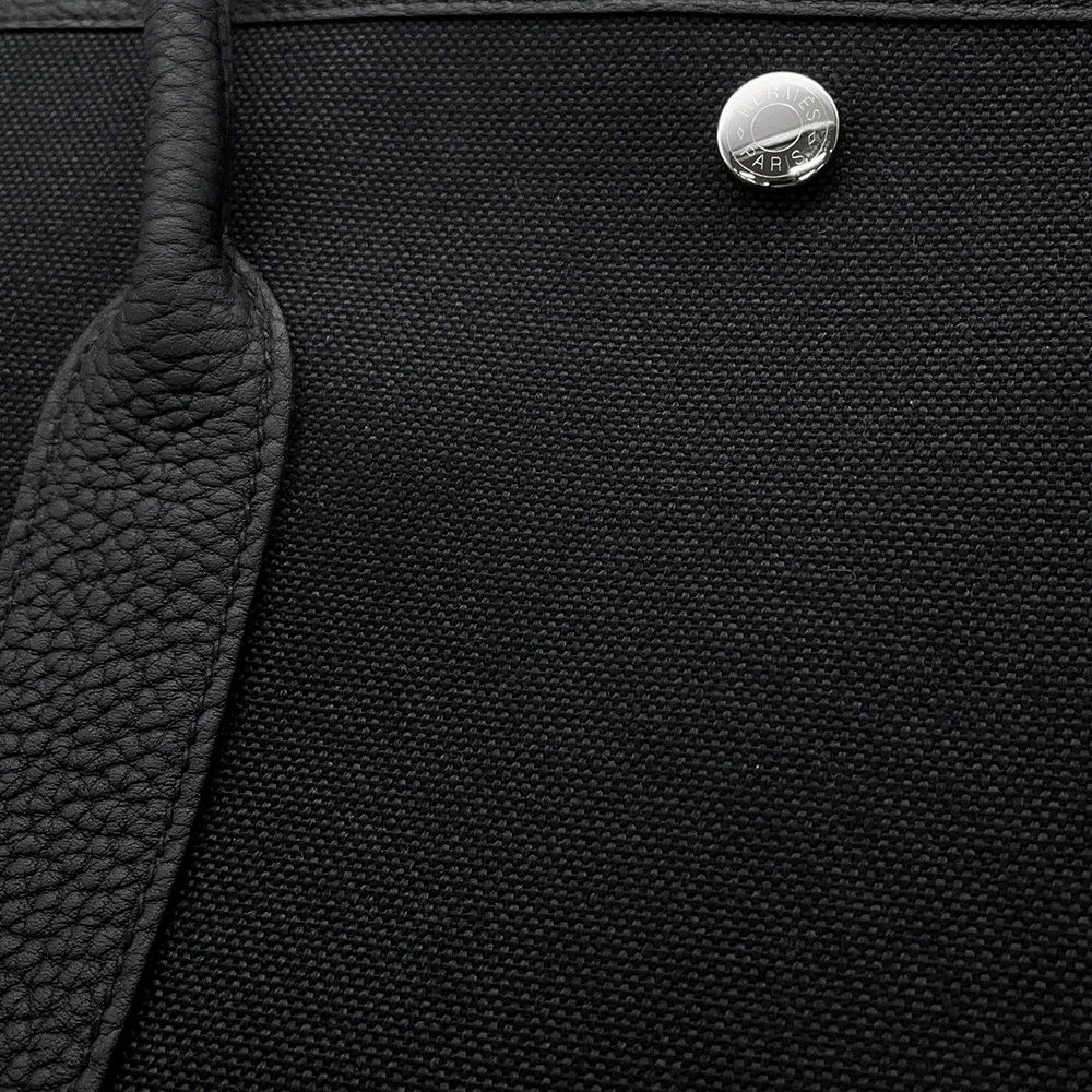 エルメス トートバッグ ガーデンパーティPM ブラック/シルバー金具 トワルミリタリー/ネゴンダ K刻印 黒