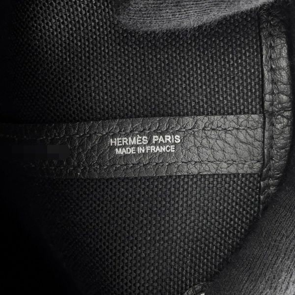 エルメス トートバッグ ガーデンパーティPM ブラック/シルバー金具 トワルミリタリー/ネゴンダ K刻印 黒