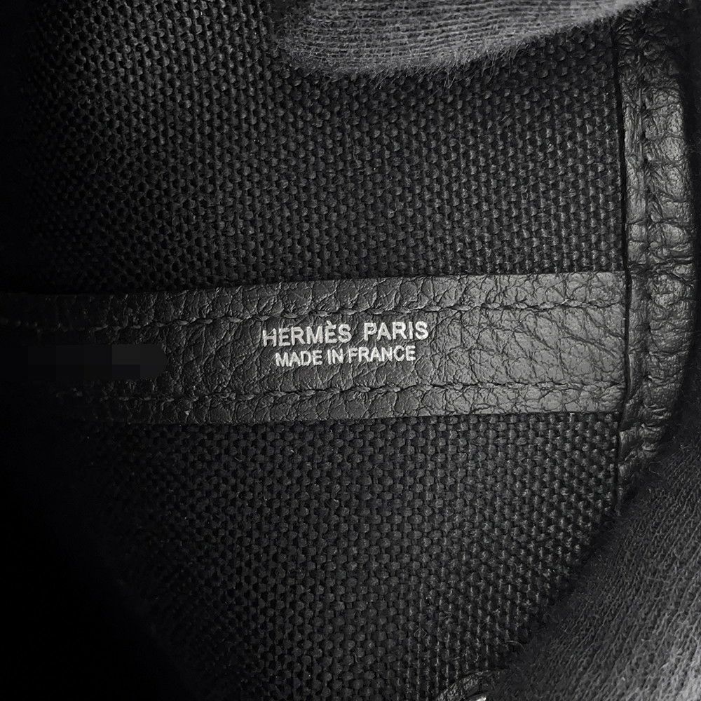 エルメス トートバッグ ガーデンパーティPM ブラック/シルバー金具 トワルミリタリー/ネゴンダ K刻印 黒