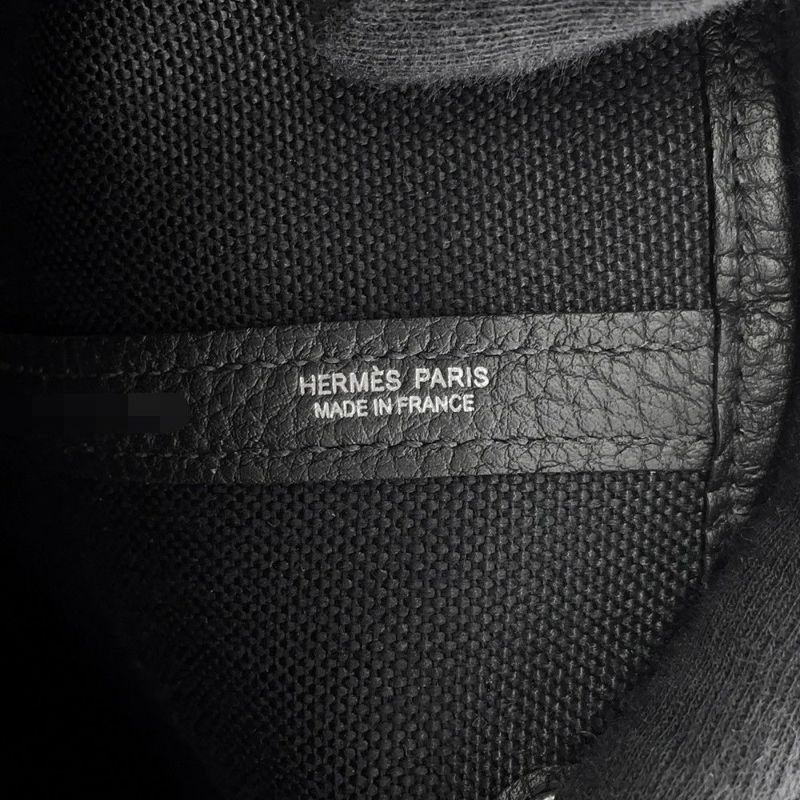 エルメス トートバッグ ガーデンパーティPM ブラック/シルバー金具 トワルミリタリー/ネゴンダ K刻印 黒