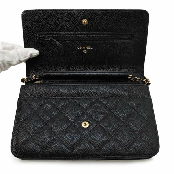 シャネル チェーンウォレット クラシック マトラッセ ココマーク キャビアスキン AP0250 CHANEL 財布 黒