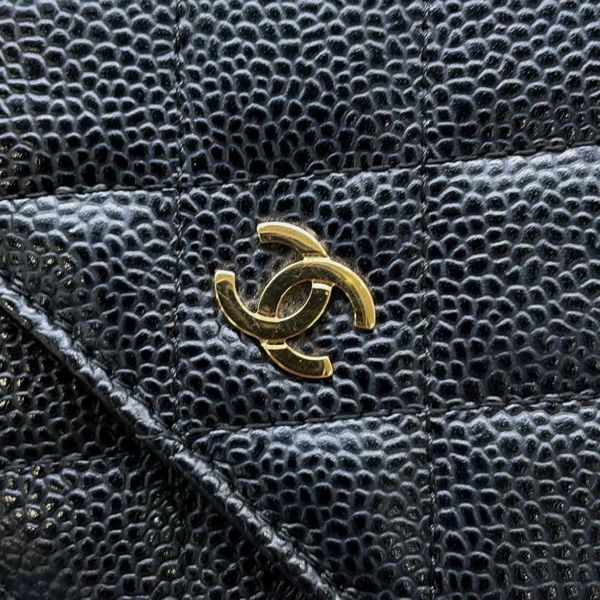 シャネル チェーンウォレット クラシック マトラッセ ココマーク キャビアスキン AP0250 CHANEL 財布 黒