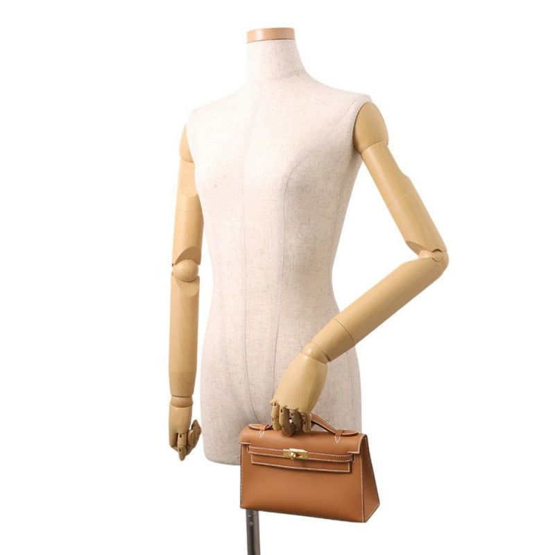 エルメス ハンドバッグ ポシェットケリー ゴールド/ゴールド金具 スイフト K刻印