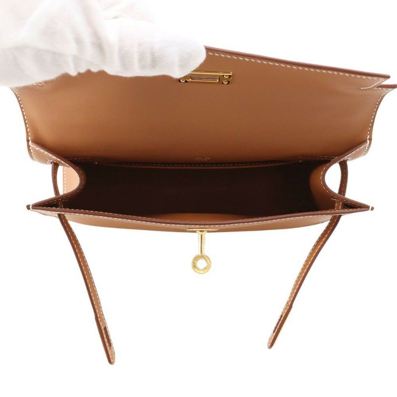 エルメス ハンドバッグ ポシェットケリー ゴールド/ゴールド金具 スイフト K刻印