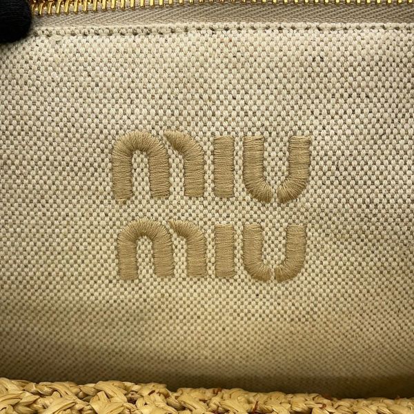 ミュウミュウ ハンドバッグ クロシェ ファブリック トート ラフィア 5BA283 MIUMIU 2way
