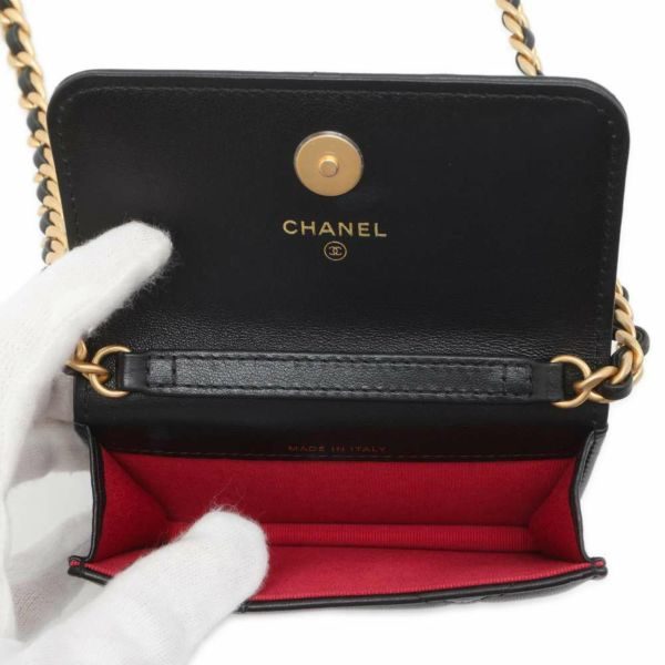 シャネル チェーンウォレット 19 コインパース ラムスキン CHANEL 財布 黒