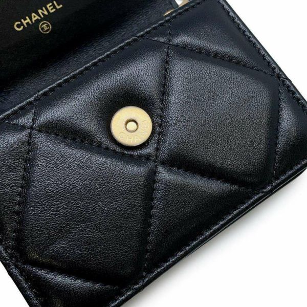 シャネル チェーンウォレット 19 コインパース ラムスキン CHANEL 財布 黒