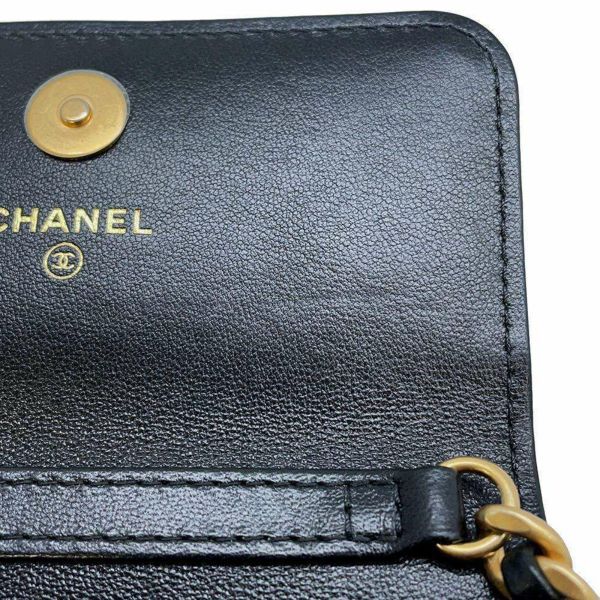 シャネル チェーンウォレット 19 コインパース ラムスキン CHANEL 財布 黒