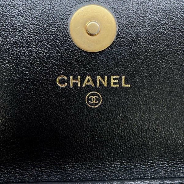 シャネル チェーンウォレット 19 コインパース ラムスキン CHANEL 財布 黒