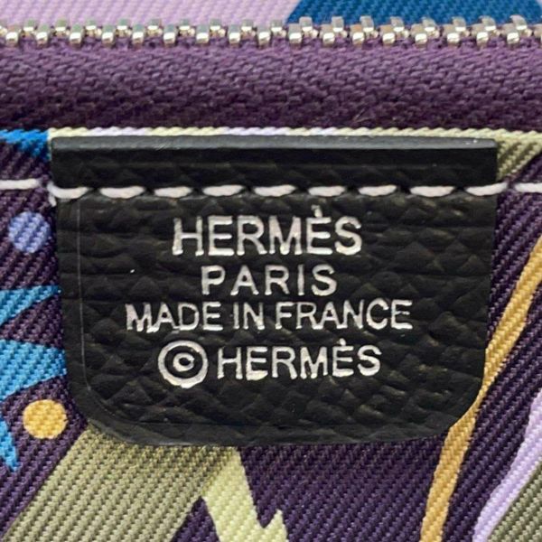 エルメス 長財布 アザップロング シルクイン ブラック/シルバー金具 エプソン W刻印 HERMES 財布 黒