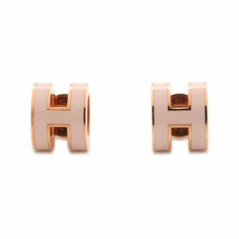 エルメス ピアス ポップアッシュ ローズドラジェ/ピンクゴールド金具 Hモチーフ HERMES Pop H ポップH