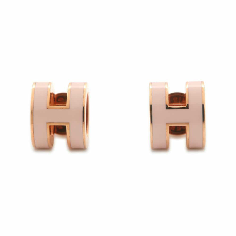 エルメス ピアス ポップアッシュ ローズドラジェ/ピンクゴールド金具 Hモチーフ HERMES Pop H ポップH