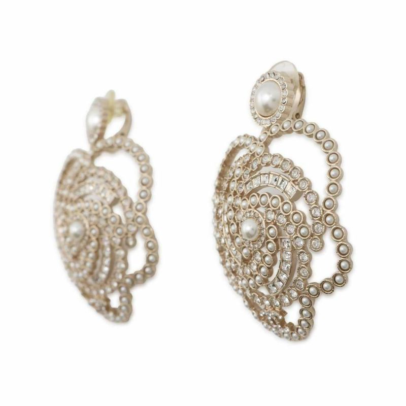 シャネル イヤリング カメリア ココマーク ラインストーン フェイクパール B19 B CAHNEL アクセサリー