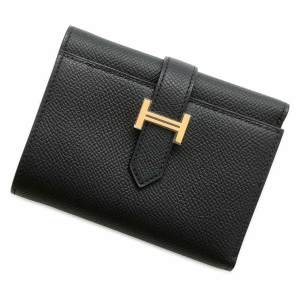 エルメス 三つ折り財布 ベアン コンビネ ブラック/ゴールド金具 エプソン W刻印 HERMES 財布 黒