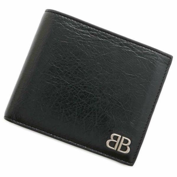 バレンシアガ 二つ折り財布 BBロゴ レザー 779971 BALENCIAGA 財布 黒