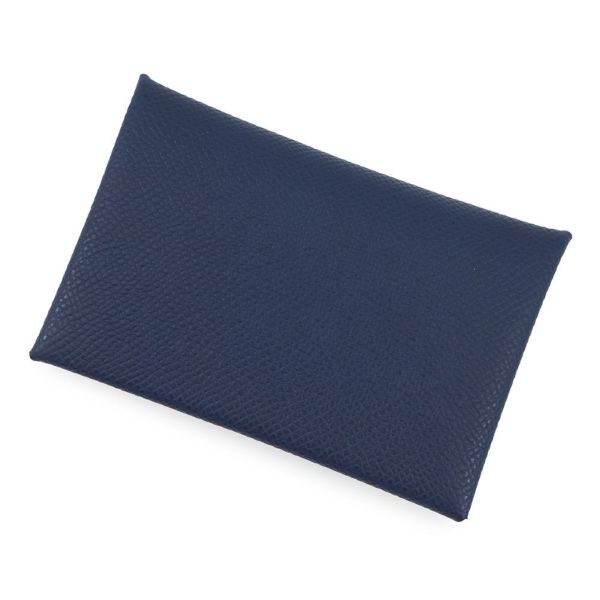 エルメス カードケース カルヴィ ブルーネイビー/シルバー金具 エプソン K刻印 HERMES 名刺入れ