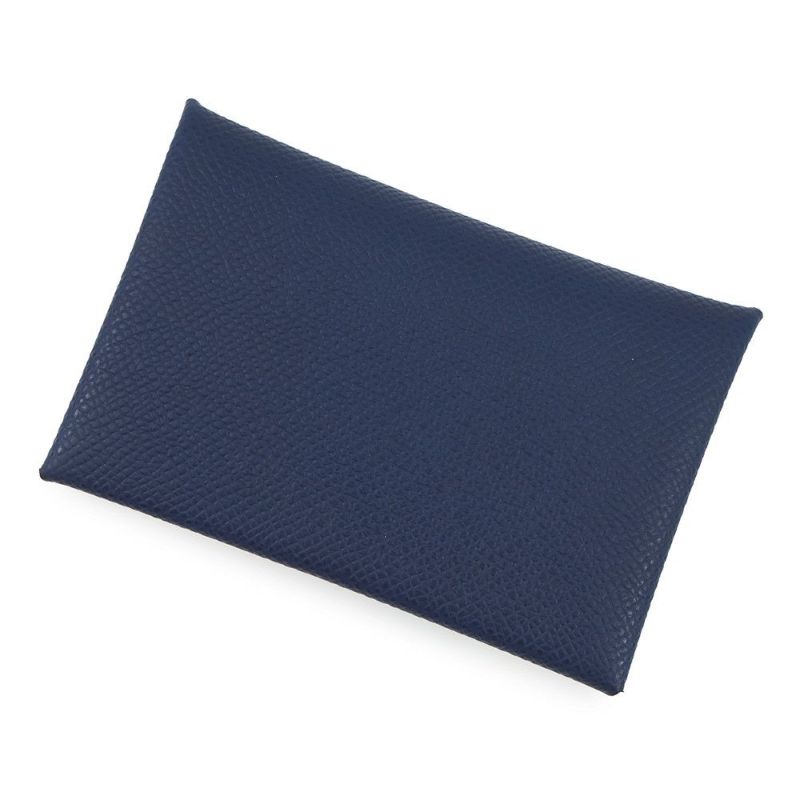 エルメス カードケース カルヴィ ブルーネイビー/シルバー金具 エプソン K刻印 HERMES 名刺入れ