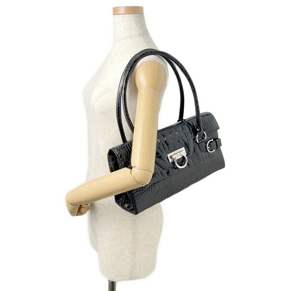 サルヴァトーレ・フェラガモ ハンドバッグ ガンチーニ クロコダイル 214868 Ferragamo 黒