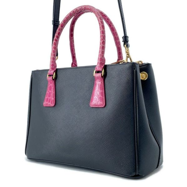 プラダ ハンドバッグ サフィアーノ ガレリア クロコダイル 1BA863 PRADA 2way 黒