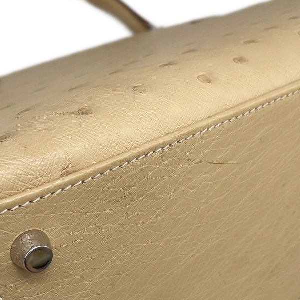 エルメス ハンドバッグ ケリー28 外縫い パーシュマン/シルバー金具 オーストリッチ T刻印 2wayショルダー