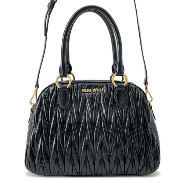 ミュウミュウ ハンドバッグ マテラッセ レザー 5BB072 MIUMIU 2way 黒 アウトレット品