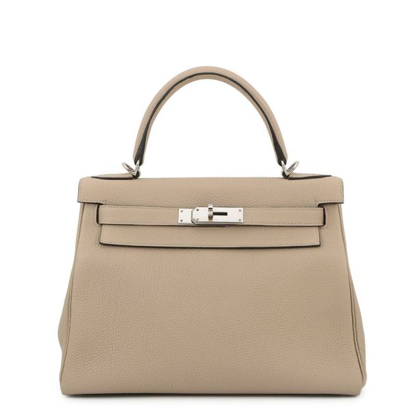 エルメス ハンドバッグ ケリー28 内縫い トゥルティエールグレー/シルバー金具 トゴ C刻印 2wayショルダー