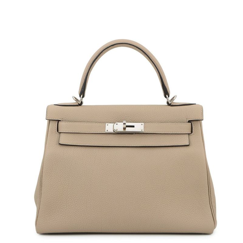 エルメス ハンドバッグ ケリー28 内縫い トゥルティエールグレー/シルバー金具 トゴ C刻印 2wayショルダー