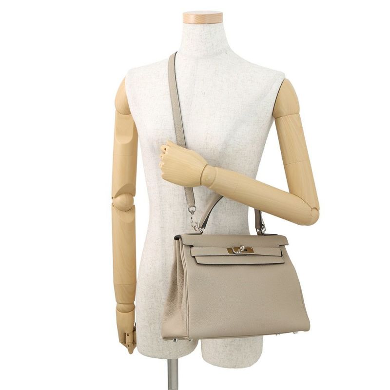 エルメス ハンドバッグ ケリー28 内縫い トゥルティエールグレー/シルバー金具 トゴ C刻印 2wayショルダー