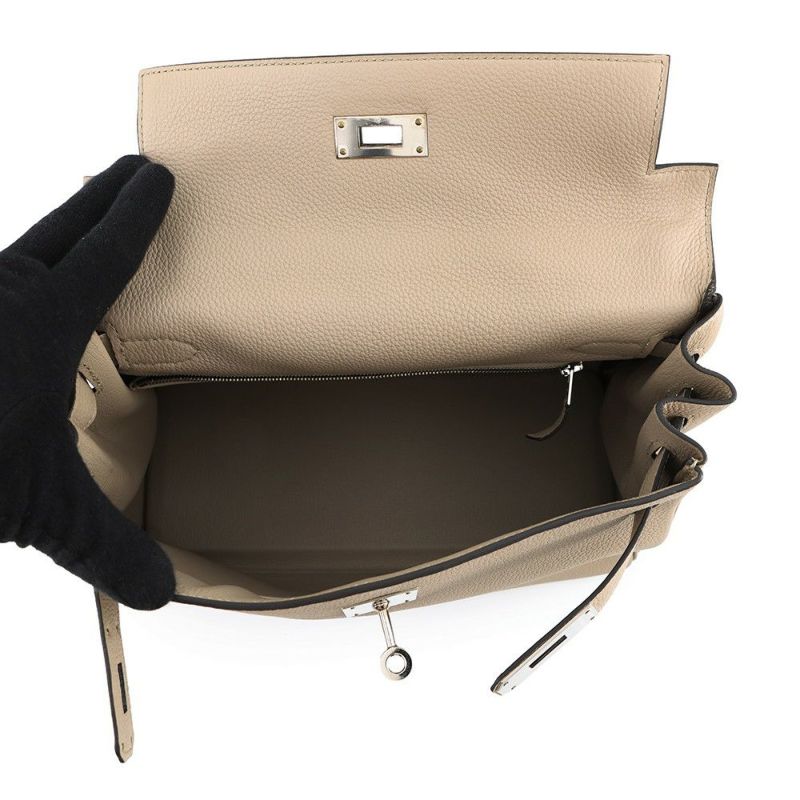 エルメス ハンドバッグ ケリー28 内縫い トゥルティエールグレー/シルバー金具 トゴ C刻印 2wayショルダー